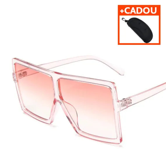 Ochelari de soare Oversize - Lentile pătrate, Roz