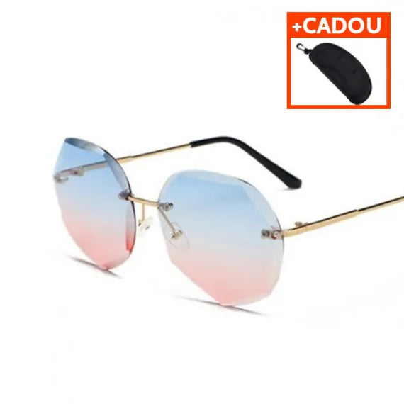 Ochelari de soare cu lentilă hexagonală - Bleu/Roz